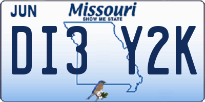 MO license plate DI3Y2K