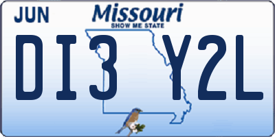 MO license plate DI3Y2L