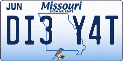 MO license plate DI3Y4T