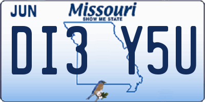 MO license plate DI3Y5U