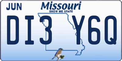 MO license plate DI3Y6Q