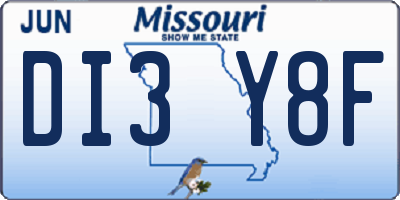 MO license plate DI3Y8F