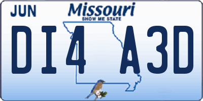 MO license plate DI4A3D