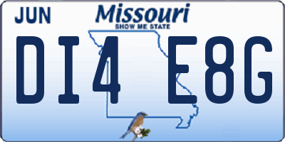 MO license plate DI4E8G