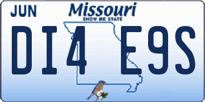 MO license plate DI4E9S
