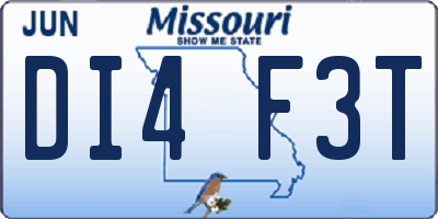 MO license plate DI4F3T