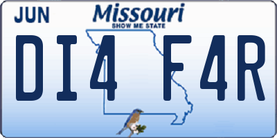 MO license plate DI4F4R