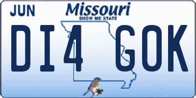 MO license plate DI4G0K