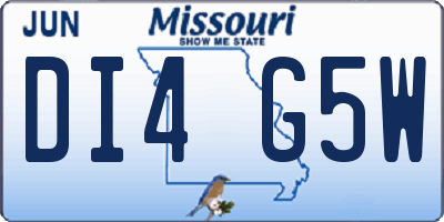MO license plate DI4G5W