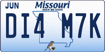 MO license plate DI4M7K