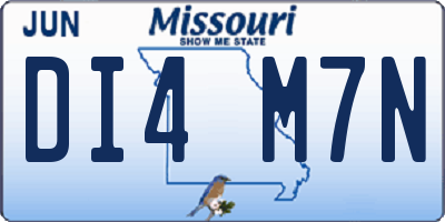 MO license plate DI4M7N