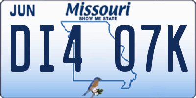 MO license plate DI4O7K