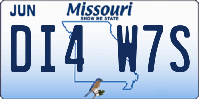 MO license plate DI4W7S