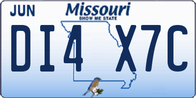MO license plate DI4X7C