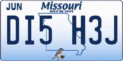 MO license plate DI5H3J