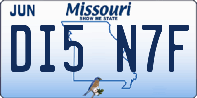 MO license plate DI5N7F