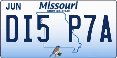 MO license plate DI5P7A