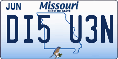 MO license plate DI5U3N