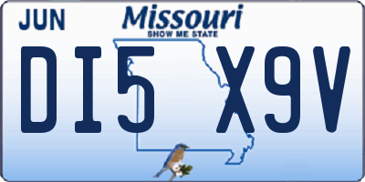 MO license plate DI5X9V