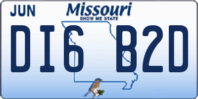 MO license plate DI6B2D