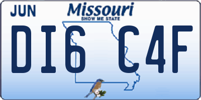 MO license plate DI6C4F