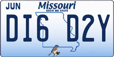 MO license plate DI6D2Y