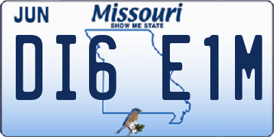 MO license plate DI6E1M