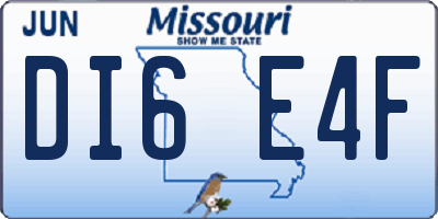 MO license plate DI6E4F