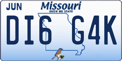 MO license plate DI6G4K