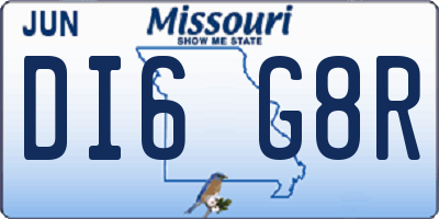 MO license plate DI6G8R