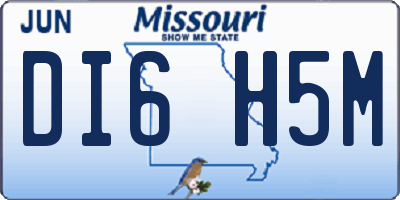 MO license plate DI6H5M