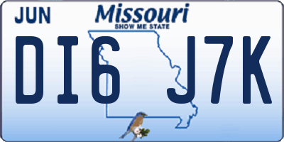 MO license plate DI6J7K