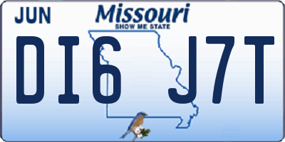 MO license plate DI6J7T