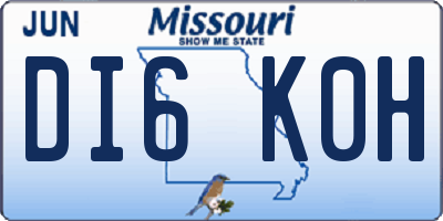 MO license plate DI6K0H