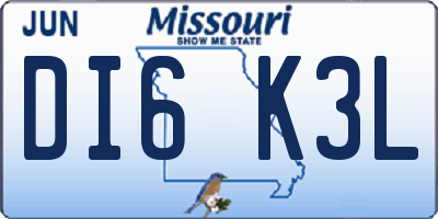 MO license plate DI6K3L