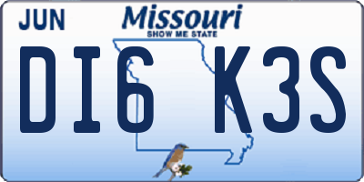 MO license plate DI6K3S