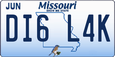 MO license plate DI6L4K