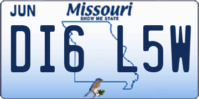 MO license plate DI6L5W