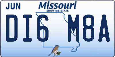 MO license plate DI6M8A