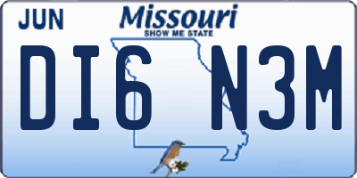 MO license plate DI6N3M
