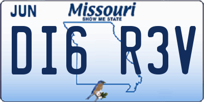 MO license plate DI6R3V