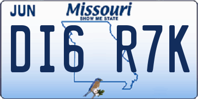 MO license plate DI6R7K