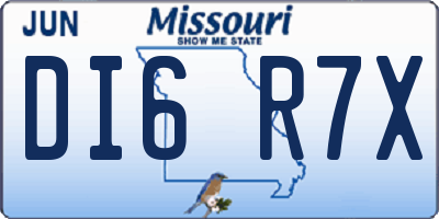 MO license plate DI6R7X
