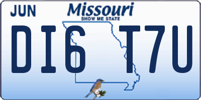 MO license plate DI6T7U