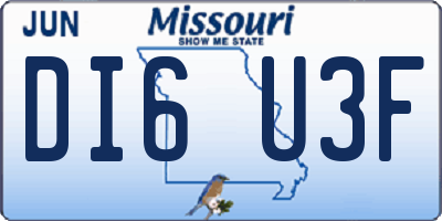 MO license plate DI6U3F