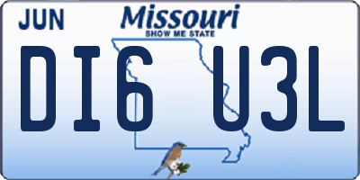 MO license plate DI6U3L