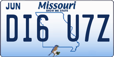 MO license plate DI6U7Z