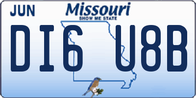 MO license plate DI6U8B