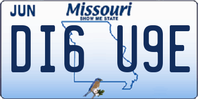 MO license plate DI6U9E