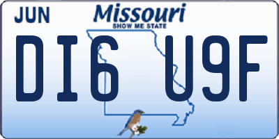 MO license plate DI6U9F